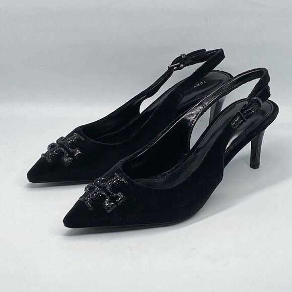 Tory Burch Eleanor Pavé Velvet Slingback Pointed Toe Pump size 6 - Picture 6 of 16